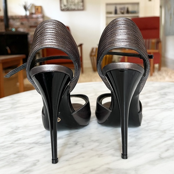 Giorgio Armani Metallic Peep Toe Heels Size EU 40 / US 9.5 - Picture 4 of 8